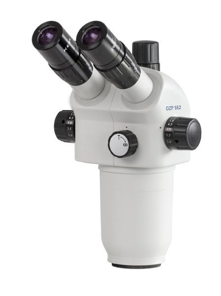 KERN Optics stereozoommikroskophuvud, Greenough 0,6 x - 5,5 x, trinokulärt, Okular HSWF 10 x / Ø 23mm med anti-svamp, hög ögonpunkt, OZP 552