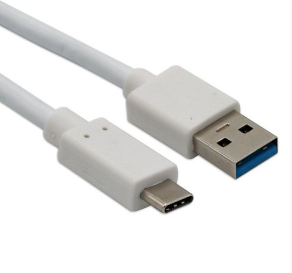 Helos USB Type-C till USB 3.1 laddnings-/datakabel, 1 m vit, 181543
