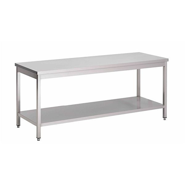 Gastro-Inox rostfritt stål AISI 430 arbetsbord med underhylla, 800x600x850mm, förstärkt med 18mm tjock belagd spånskiva, 301.162