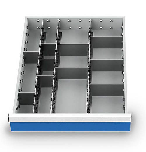 Bedrunka+Hirth metallavdelare set 13 delar, R 18-24, panelhöjd 50 mm, mått i mm (BxDxH): 450 x 600 x 50, 114BLH50