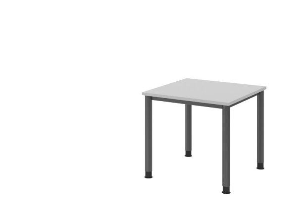 Hammerbacher skrivbord HS08, 80 x 80 cm, topp: grå, 25 mm tjock, 4-fots ram i grafit, arbetshöjd 68,5-81 cm, steglöst justerbar, VHS08/5/G