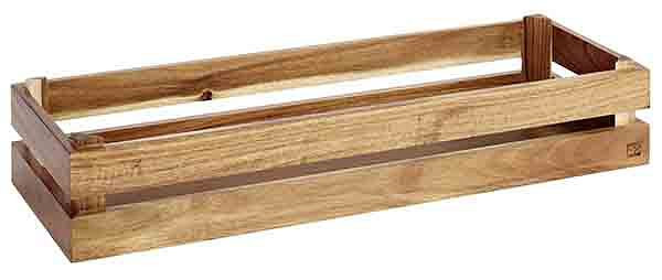 APS trälåda -SUPERBOX-, 55,5 x 18,5 cm, höjd: 10,5 cm, akaciaträ, lämplig för GN 2/4, 11623