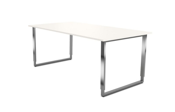 Kerkmann höj- och sänkbart skrivbord med järnram, Aveto, B 1800 x D 800 x H 680-820 mm, vit, 114514.1