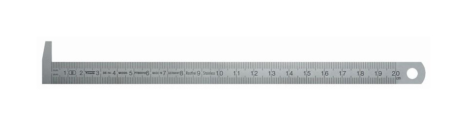 Vogel Germany stållinjal, rostsäker, etsad gradering, 500 x 18 x 0,5 mm, 1034010050