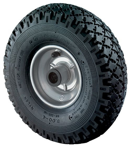 BS-hjul pneumatiskt hjul, bredd 85 mm, Ø260 mm, upp till 130 kg, svart gummibana, hjulhus stålfälg galvaniserad/lackerad, rullager, 2 st, C90.263