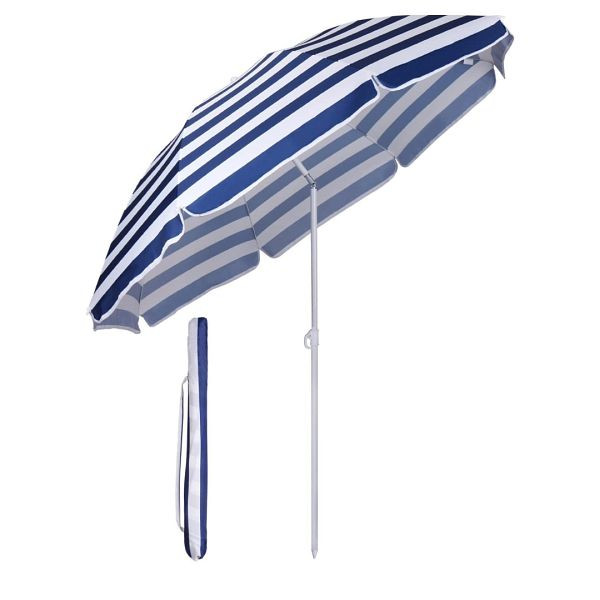 Sekey® 160 cm runt parasoll, färg: blå och vita ränder, 39916005