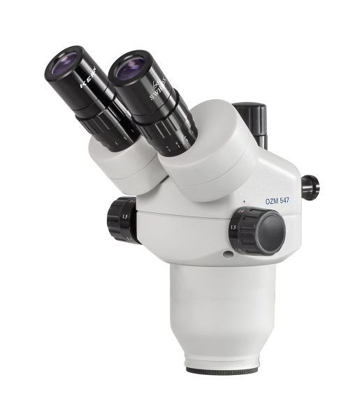 KERN Optics stereozoommikroskophuvud, Greenough 0,7 x - 4,5 x, trinokulärt, Okular HSWF 10 x / Ø 23mm med anti-svamp, hög ögonpunkt, OZM 547