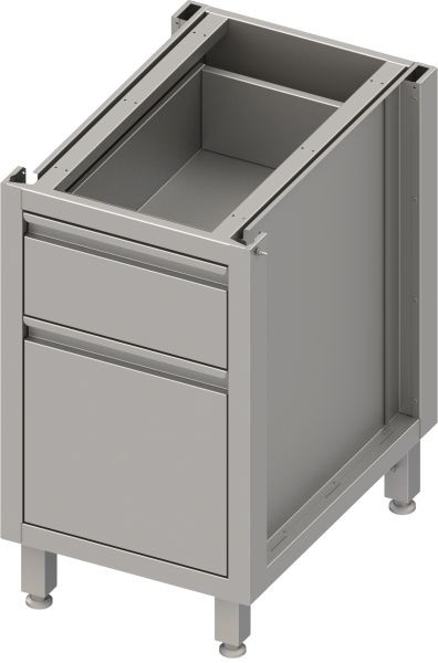 Stalgast underskåpslåda i rostfritt stål version 2.0, för ben/sockelramar, med två olika lådor 450x540x660 mm, BX45553
