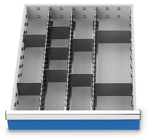 Bedrunka+Hirth lådinsatser T736 R 18-24, för panelhöjd 50 mm, 3 x MF 600 mm, 7 x TW 100 mm, 2 x TW 150 mm, 116BLH50